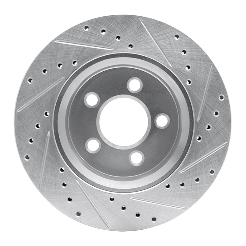 Dodge Nitro Brake Rotor (1) - Front Left - R1 Concepts - Drilled & Slotted - Silver - `07-`12